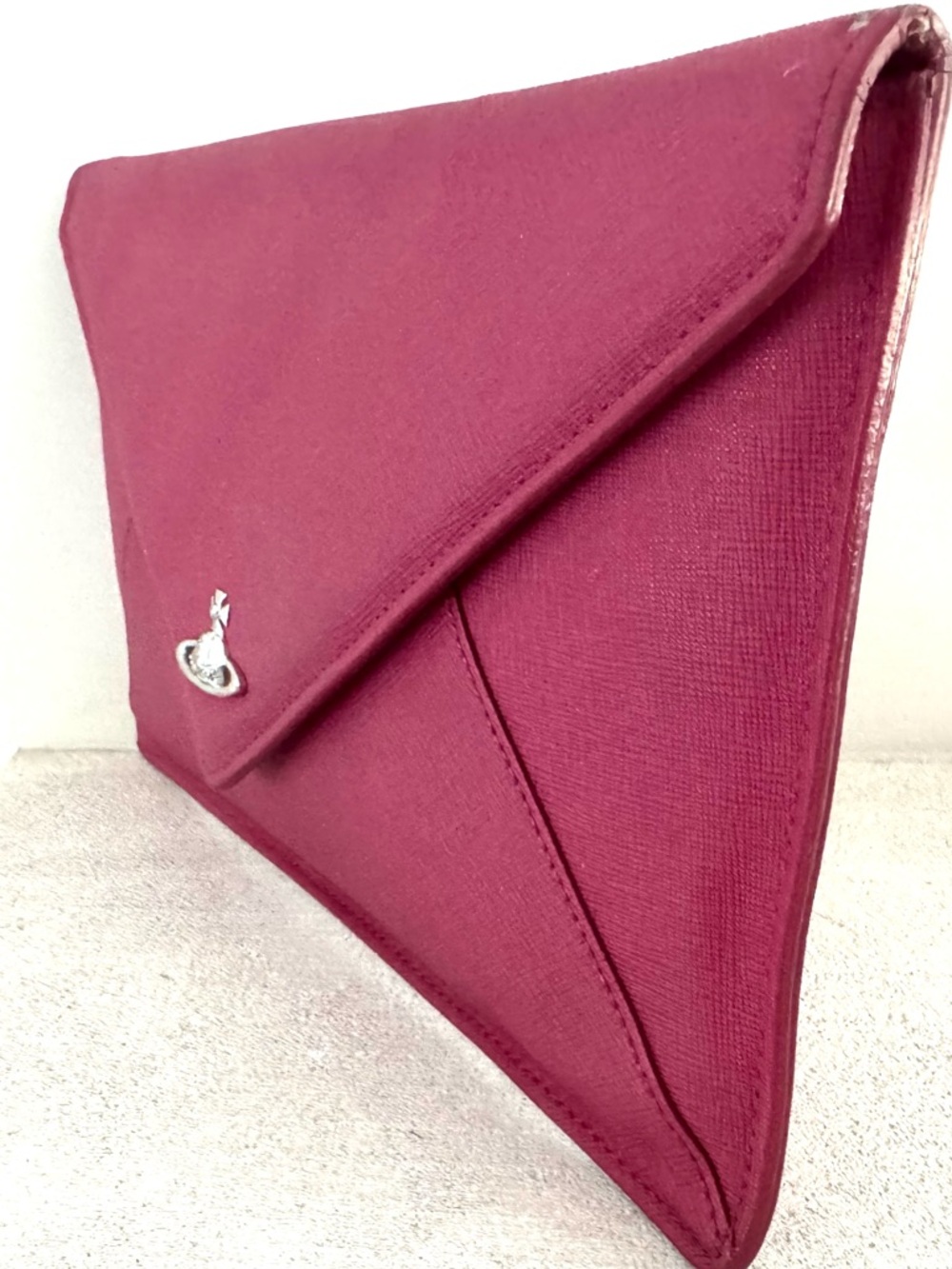 VIVIENNE WESTWOOD Pink Envelope Clutch Bag Orb Logo Leather Wallet Pouch - Picture 13 of 13
